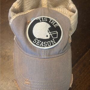 Gray Mesh Baseball Cap with Tis the season- Football Patch